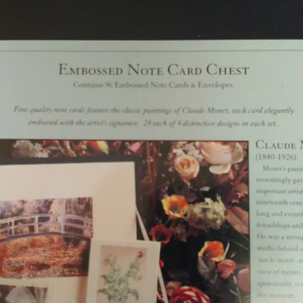 Embossed Note Card Chest - Claude Monet